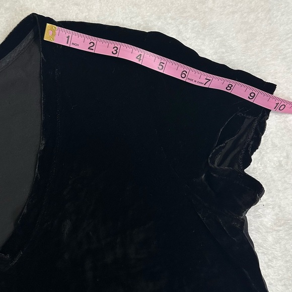 Bella Dahl Black Velvet Short Sleeve Blouse Elegant  Size M - Picture 7 of 14